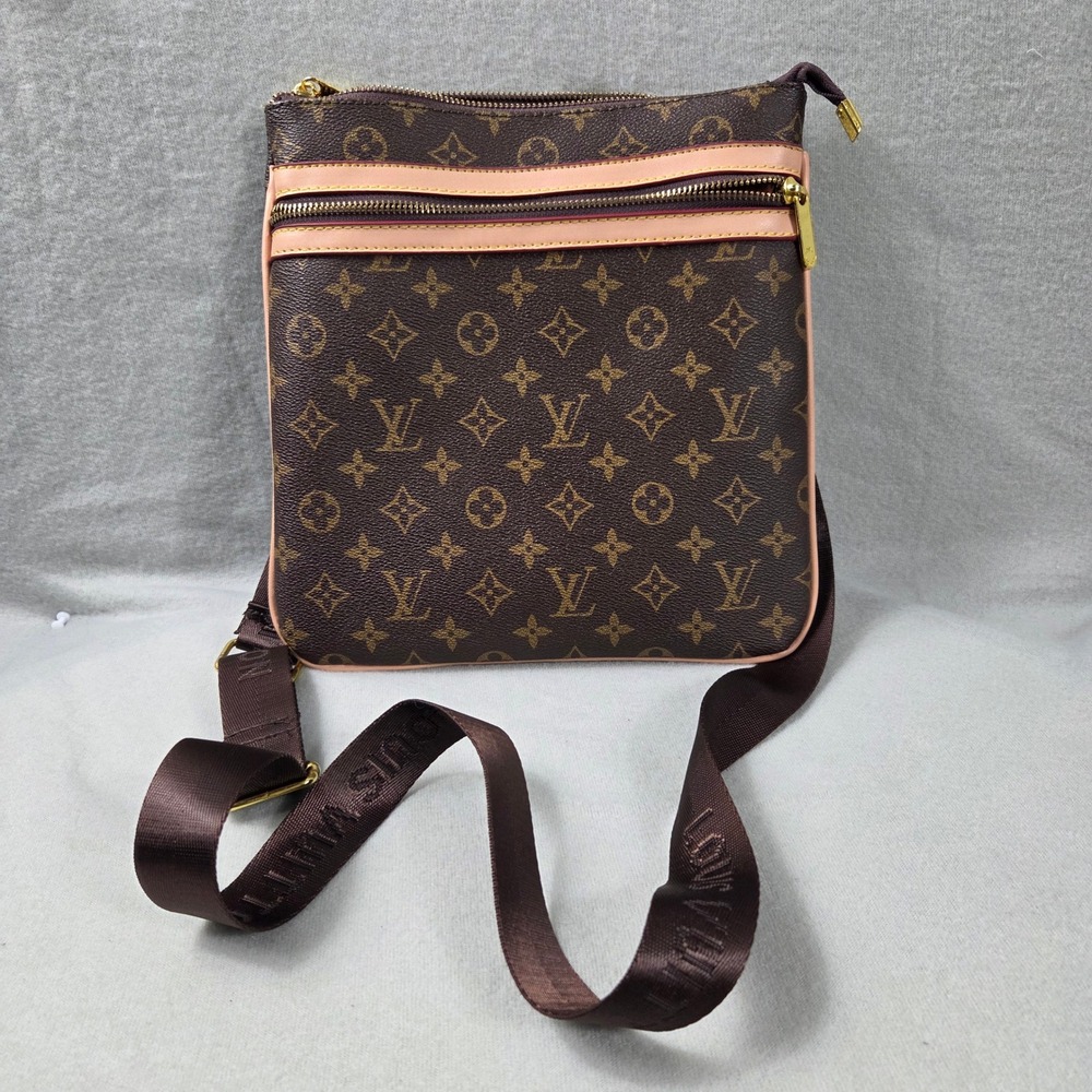 Louis Vuitton Crossbody Bag Womens OS Brown Excellent Monogram Messenger